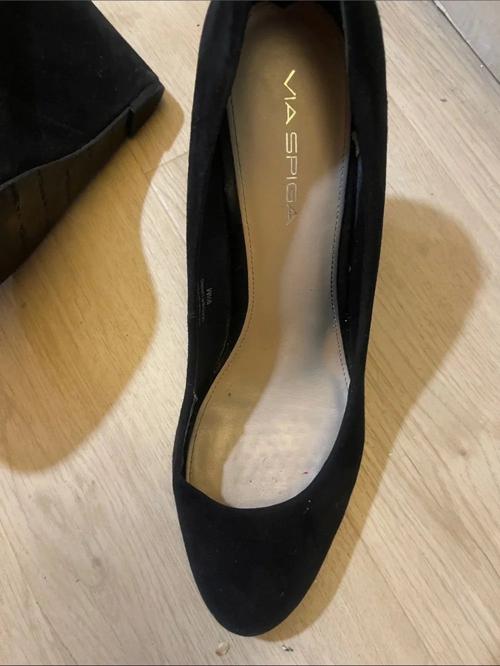 Via Spiga Black Suede Wedge Heels